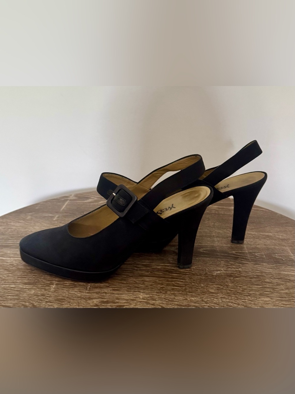 Vintage Yves Saint Laurent Black Suede Heels with Buckle - Picture 2 of 10